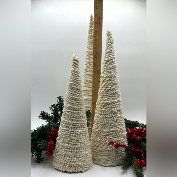3 large hobnail vintage chenille primitive farmhouse Christmas trees handmade - Picture 10 of 10